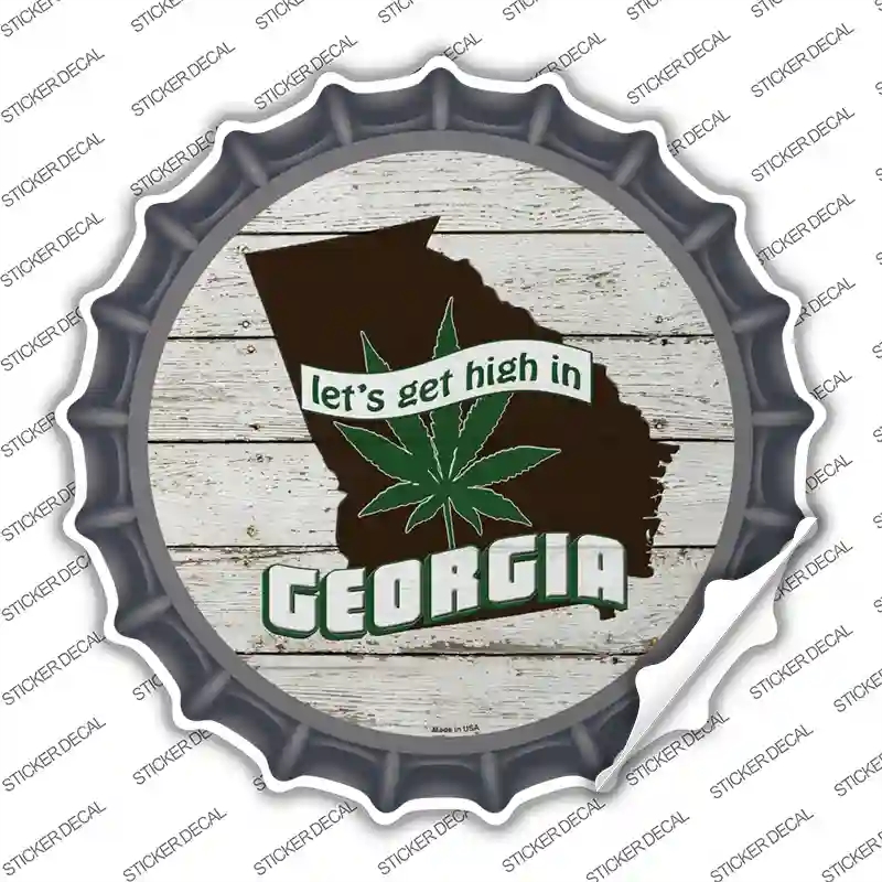 BC-1299s-S Lets Get High in Georgia Novelty Bottle Cap Sticker Decal - Small