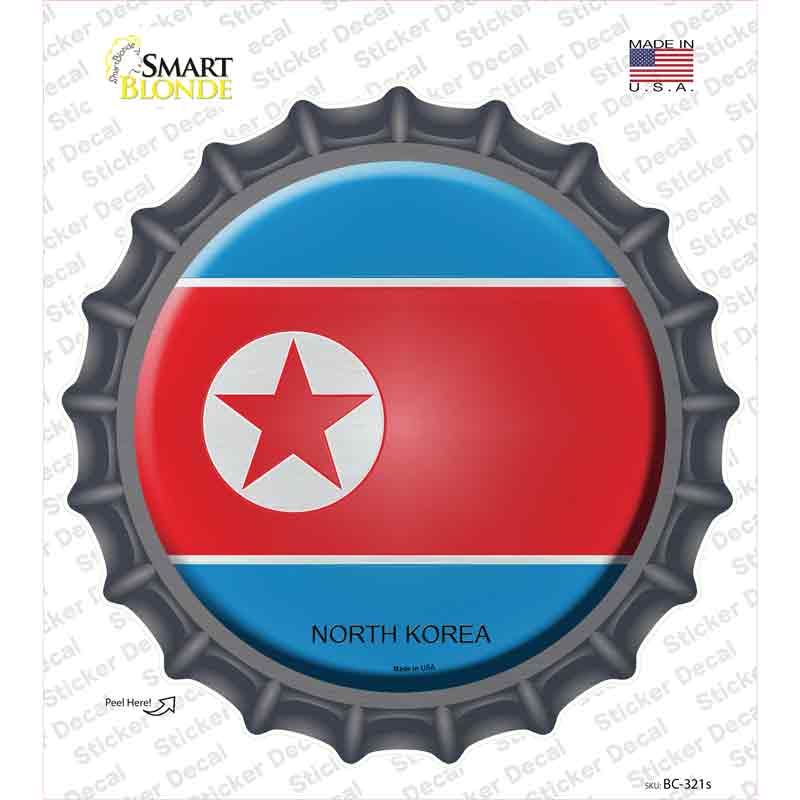 BC-321s-M North Korea Country Novelty Bottle Cap Sticker Decal - Medium