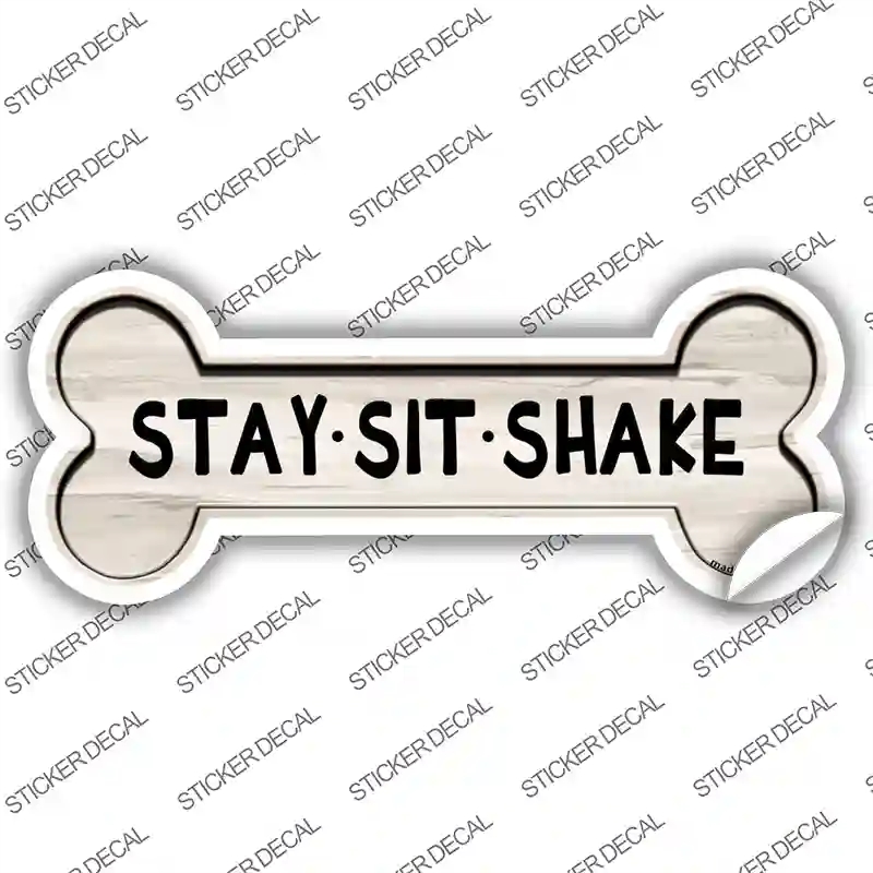 B-093s-L Stay Sit Shake Novelty Bone Sticker Decal - Large