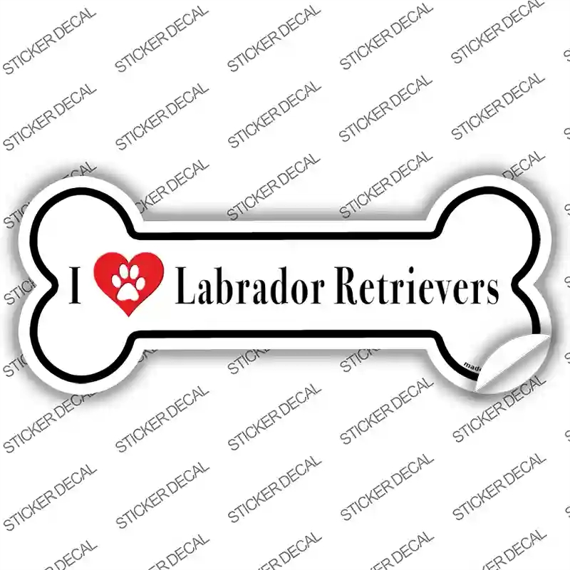 B-131s-S I Love Labrador Retrievers Novelty Bone Sticker Decal - Small