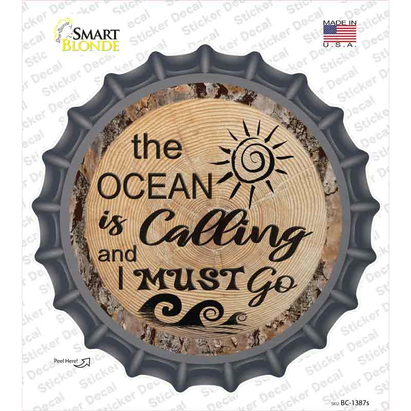 BC-1387s-M Ocean is Calling Novelty Bottle Cap Sticker Decal - Medium