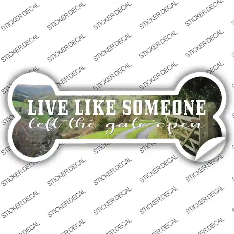 B-169s-L Left Gate Open Novelty Bone Sticker Decal - Large