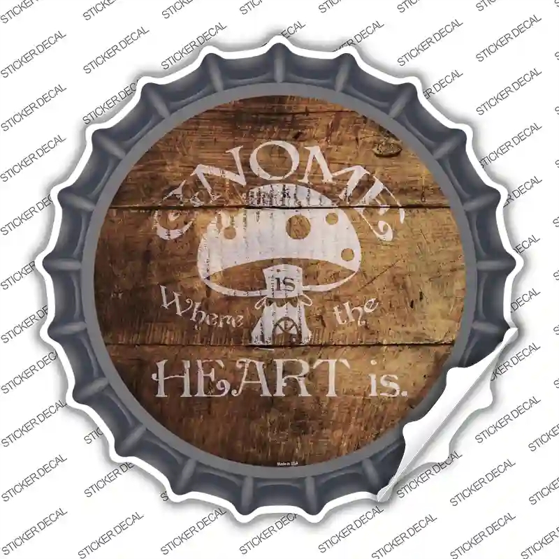 BC-1007s-L Gnome Where Home is Novelty Bottle Cap Sticker Decal - Large