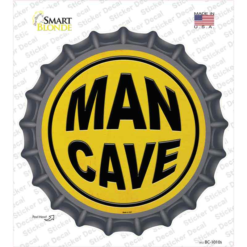 BC-1010s-M Man Cave Novelty Bottle Cap Sticker Decal - Medium