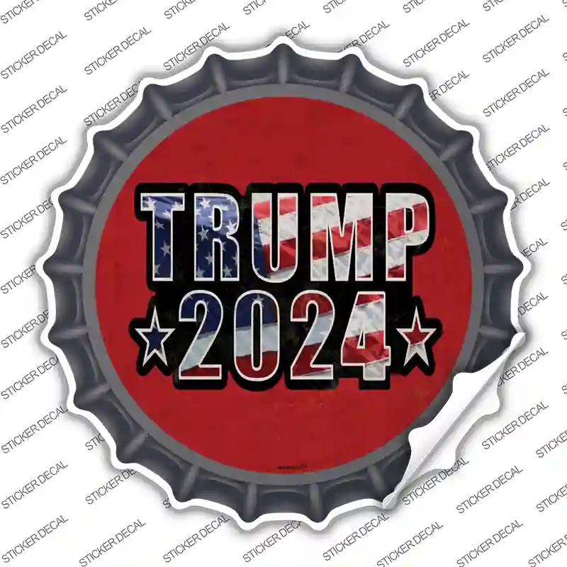BC-1571s-XL Trump 2024 American Flag Novelty Bottle Cap Sticker Decal - Extra Large