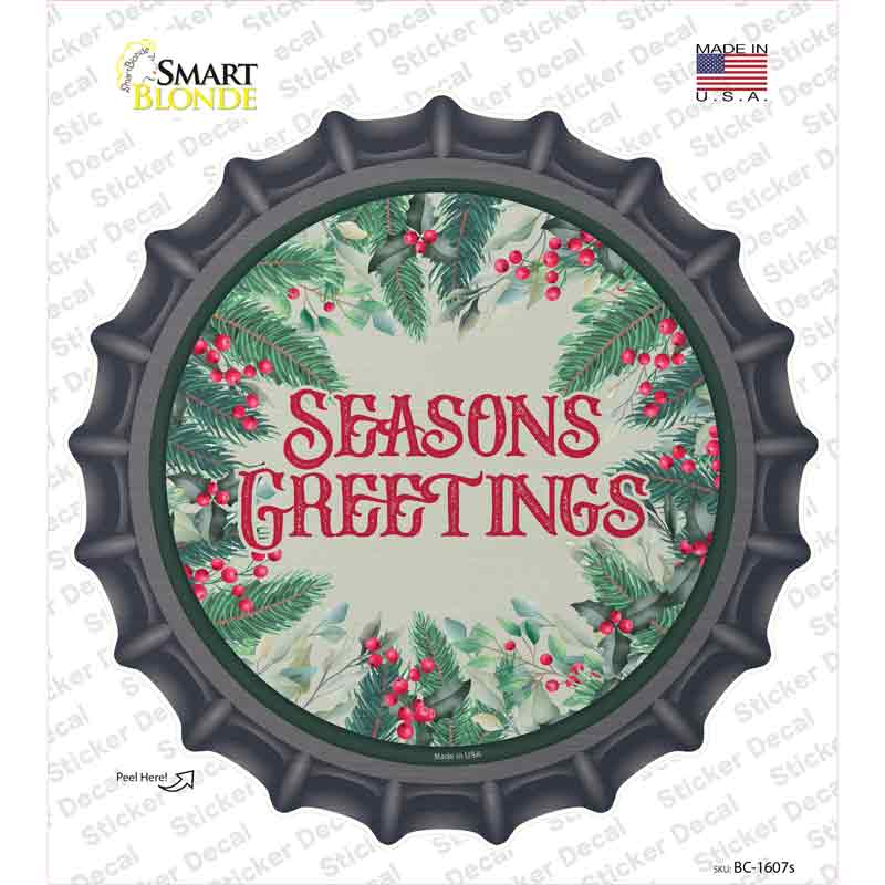 BC-1607s-M Seasons Greetings Red Novelty Bottle Cap Sticker Decal - Medium