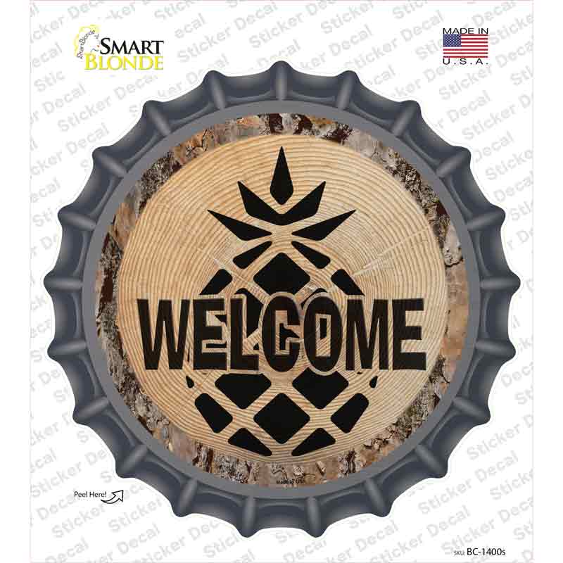 BC-1400s-M Welcome Pineapple Novelty Bottle Cap Sticker Decal - Medium