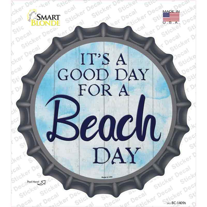 BC-1409s-M Beach Day Novelty Bottle Cap Sticker Decal - Medium