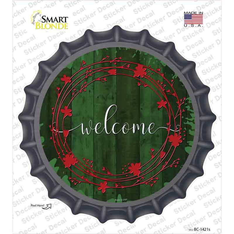 BC-1421s-M Welcome Green Novelty Bottle Cap Sticker Decal - Medium