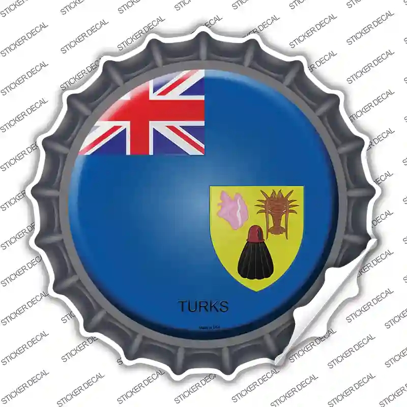 BC-454s-S Turks Country Novelty Bottle Cap Sticker Decal - Small
