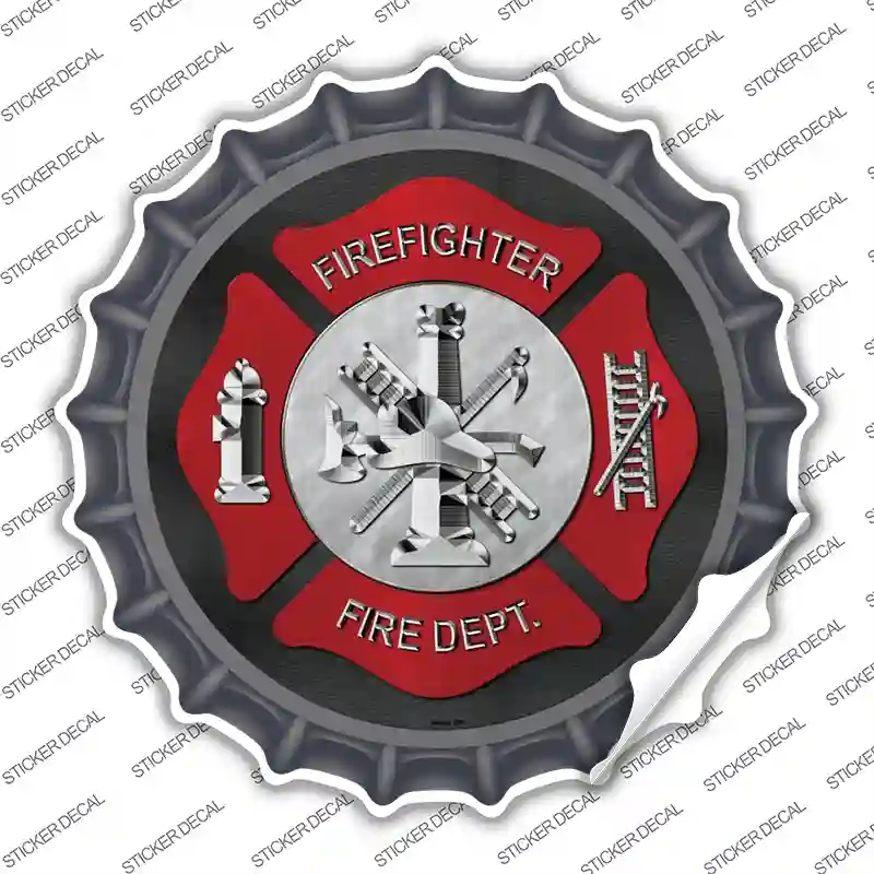 BC-484s-S Firefighter Novelty Bottle Cap Sticker Decal - Small