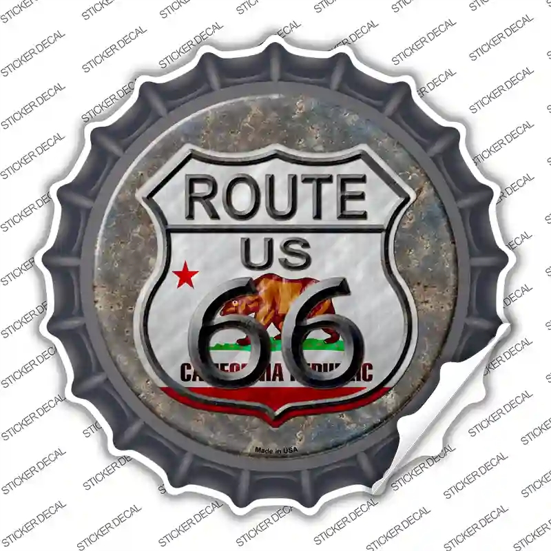BC-518s-S California Route 66 Novelty Bottle Cap Sticker Decal - Small