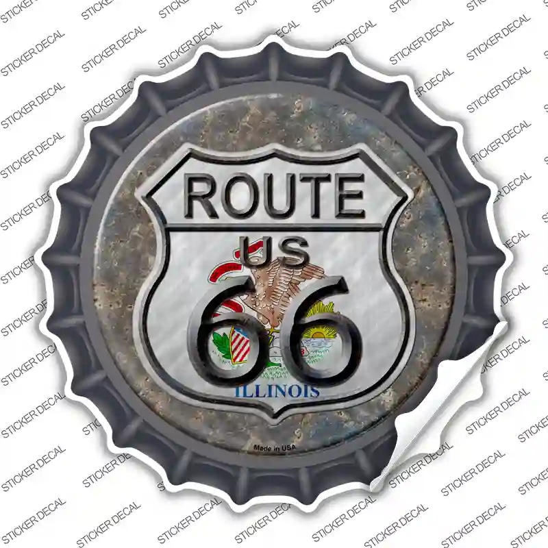 BC-519s-XL Illinois Route 66 Novelty Bottle Cap Sticker Decal - Extra Large