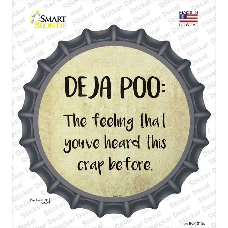 BC-1015s-M Deja Poo Definition Novelty Bottle Cap Sticker Decal - Medium