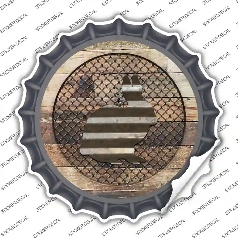 BC-1027s-S Rabbit on Wood Novelty Bottle Cap Sticker Decal - Small