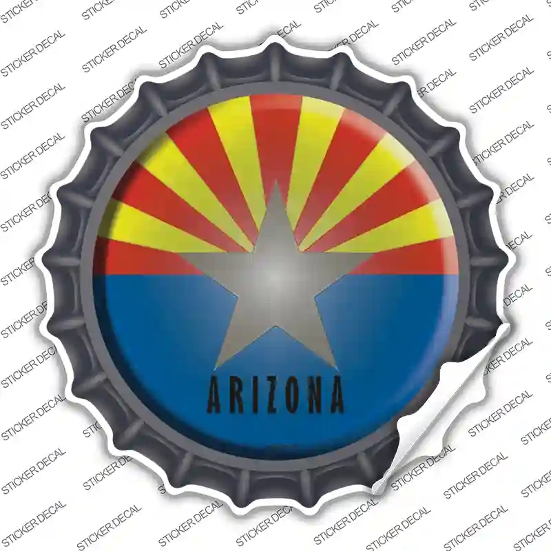 BC-102s-L Arizona State Flag Novelty Bottle Cap Sticker Decal - Large