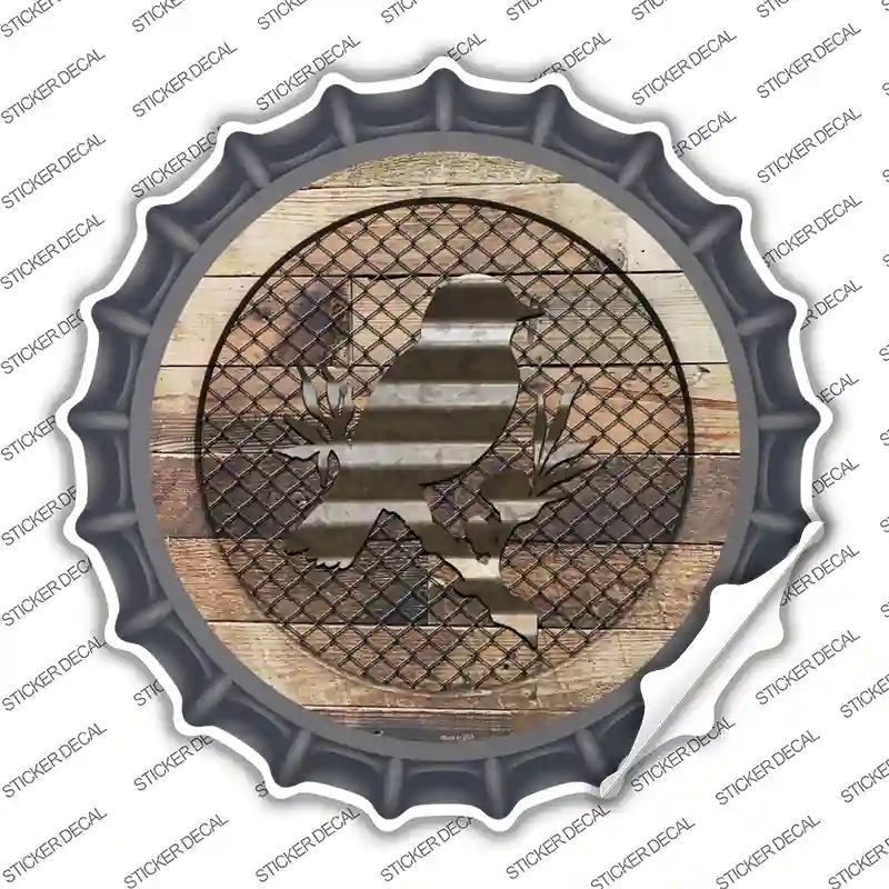 BC-1030s-L Bird on Wood Novelty Bottle Cap Sticker Decal - Large