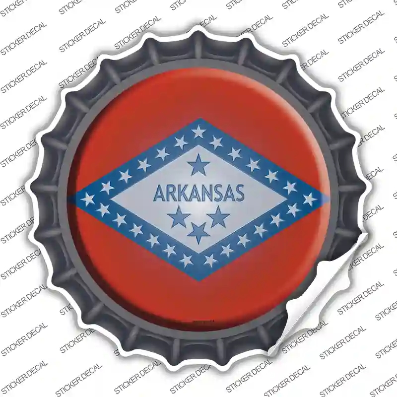 BC-103s-S Arkansas State Flag Novelty Bottle Cap Sticker Decal - Small
