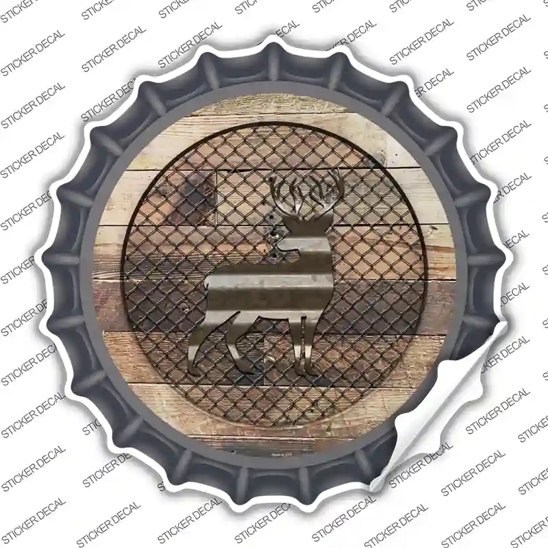 BC-1049s-L Deer on Wood Novelty Bottle Cap Sticker Decal - Large