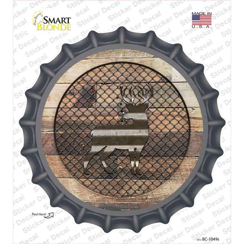 BC-1049s-M Deer on Wood Novelty Bottle Cap Sticker Decal - Medium