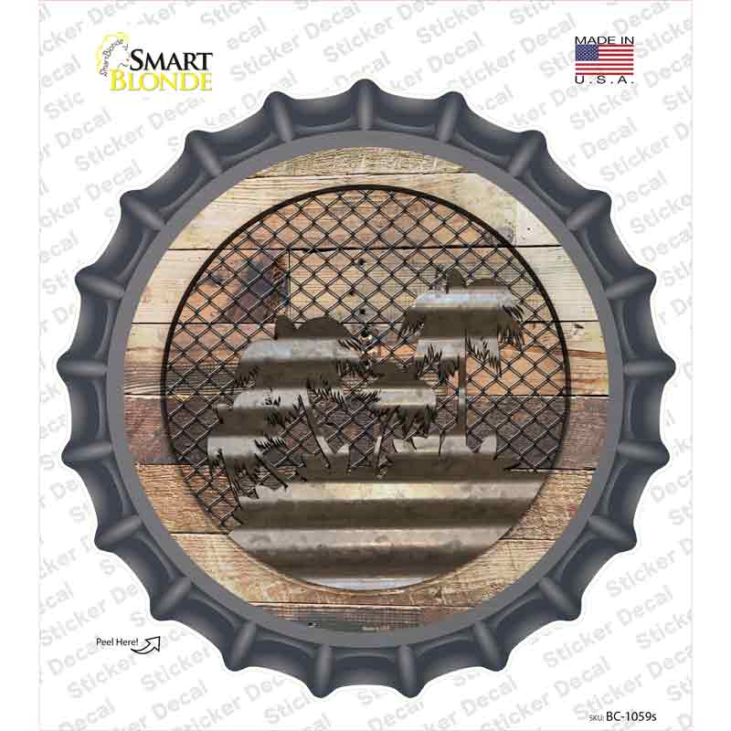 BC-1059s-M Palm Trees on Wood Novelty Bottle Cap Sticker Decal - Medium