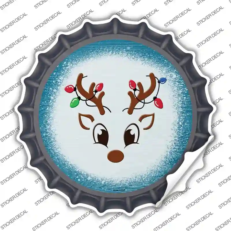 BC-1637s-L Blue Reindeer Face Novelty Bottle Cap Sticker Decal - Large