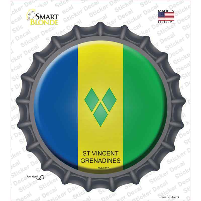 BC-428s-M St Vincent Grenadines Country Novelty Bottle Cap Sticker Decal - Medium