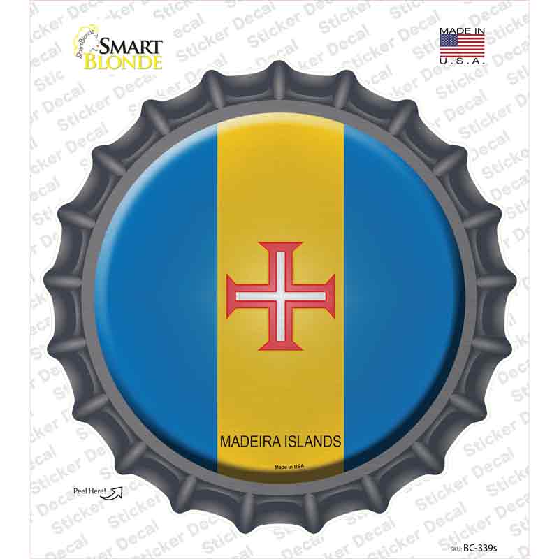 BC-339s-M Madeira Islands Country Novelty Bottle Cap Sticker Decal - Medium