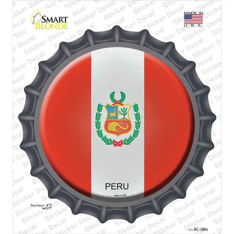 BC-388s-M Peru Country Novelty Bottle Cap Sticker Decal - Medium