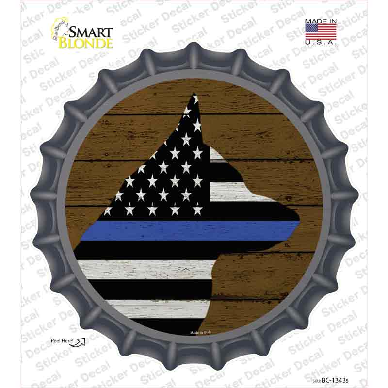 BC-1343s-M K9 Blue Line Novelty Bottle Cap Sticker Decal - Medium