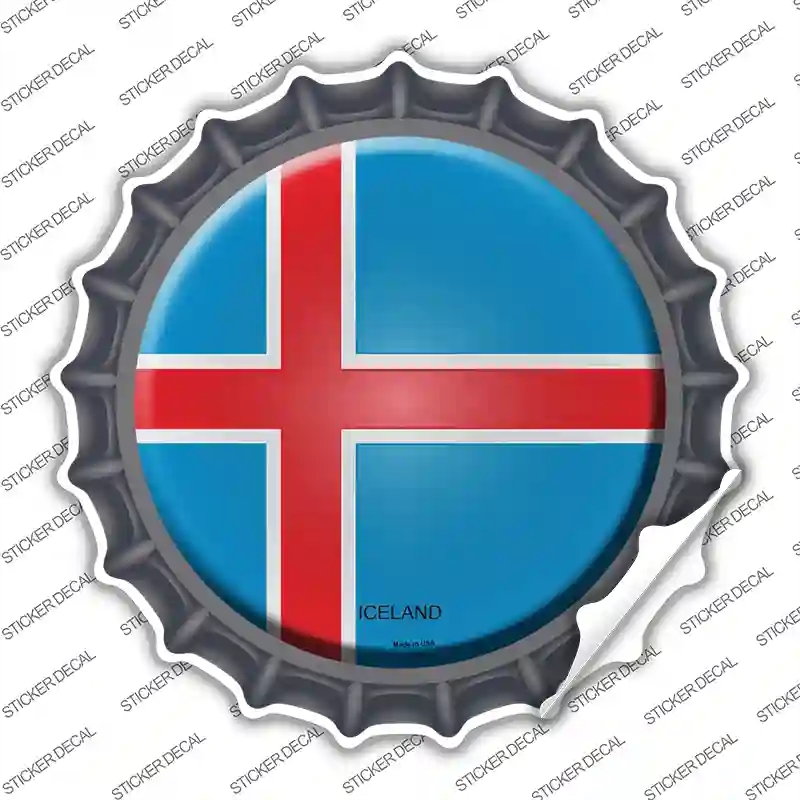 BC-296s-S Iceland Country Novelty Bottle Cap Sticker Decal - Small