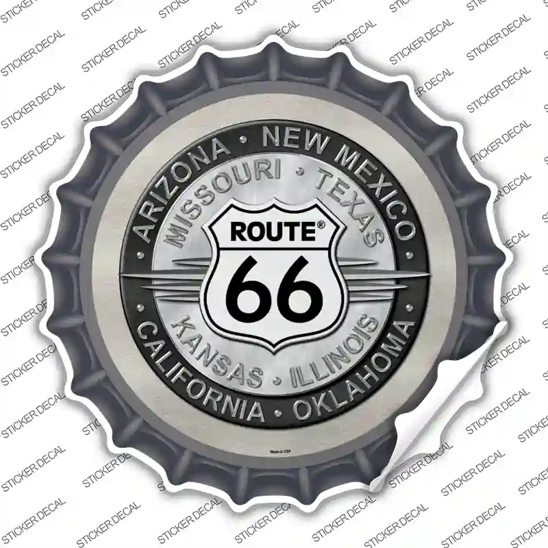 BC-481s-XL Route 66 States Novelty Bottle Cap Sticker Decal - Extra Large