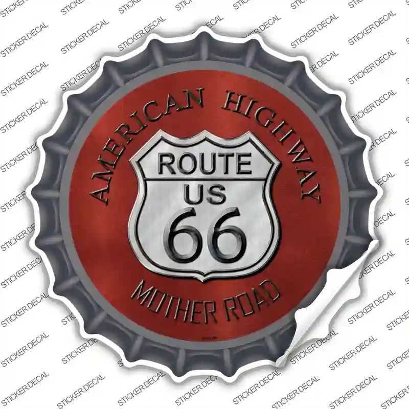 BC-482s-S Route 66 American Highway Novelty Bottle Cap Sticker Decal - Small