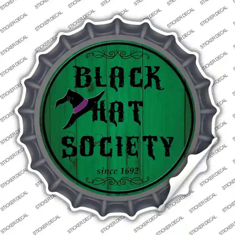 BC-507s-L Black Hat Society Novelty Bottle Cap Sticker Decal - Large
