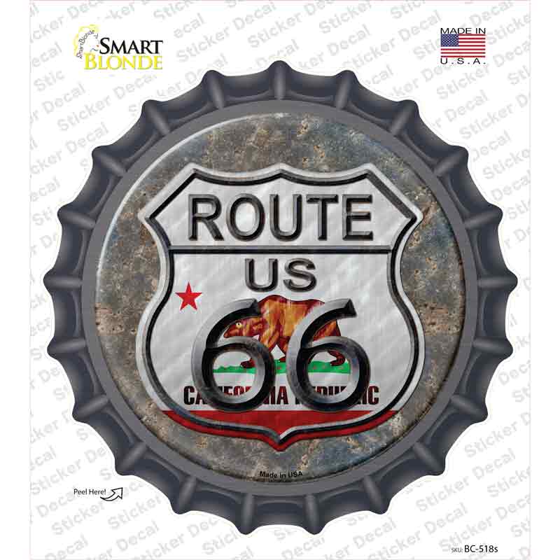 BC-518s-M California Route 66 Novelty Bottle Cap Sticker Decal - Medium