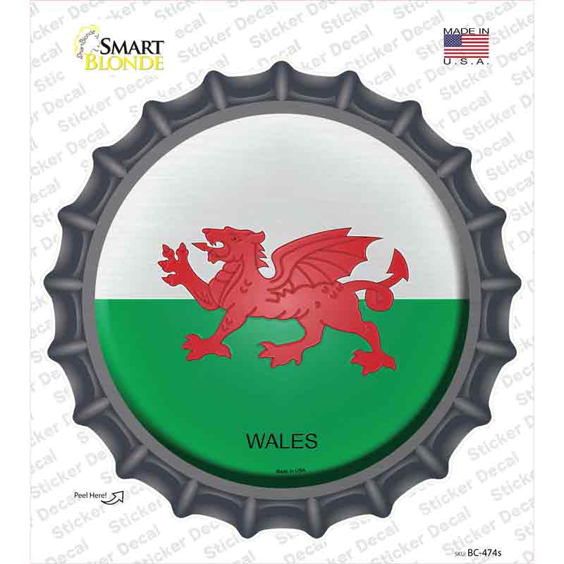 BC-474s-M Wales Country Novelty Bottle Cap Sticker Decal - Medium