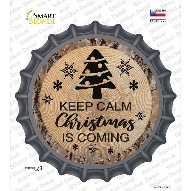 BC-1376s-M Christmas is Coming Novelty Bottle Cap Sticker Decal - Medium