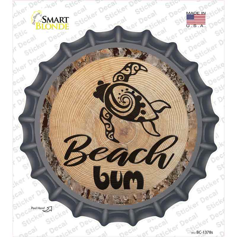 BC-1378s-M Beach Bum Seaturtle Novelty Bottle Cap Sticker Decal - Medium