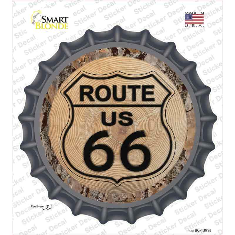 BC-1399s-M US Route 66 Wood Novelty Bottle Cap Sticker Decal - Medium