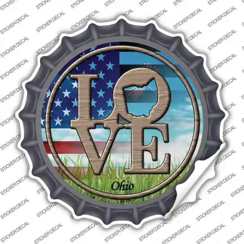 BC-700s-S Love Ohio Novelty Bottle Cap Sticker Decal - Small