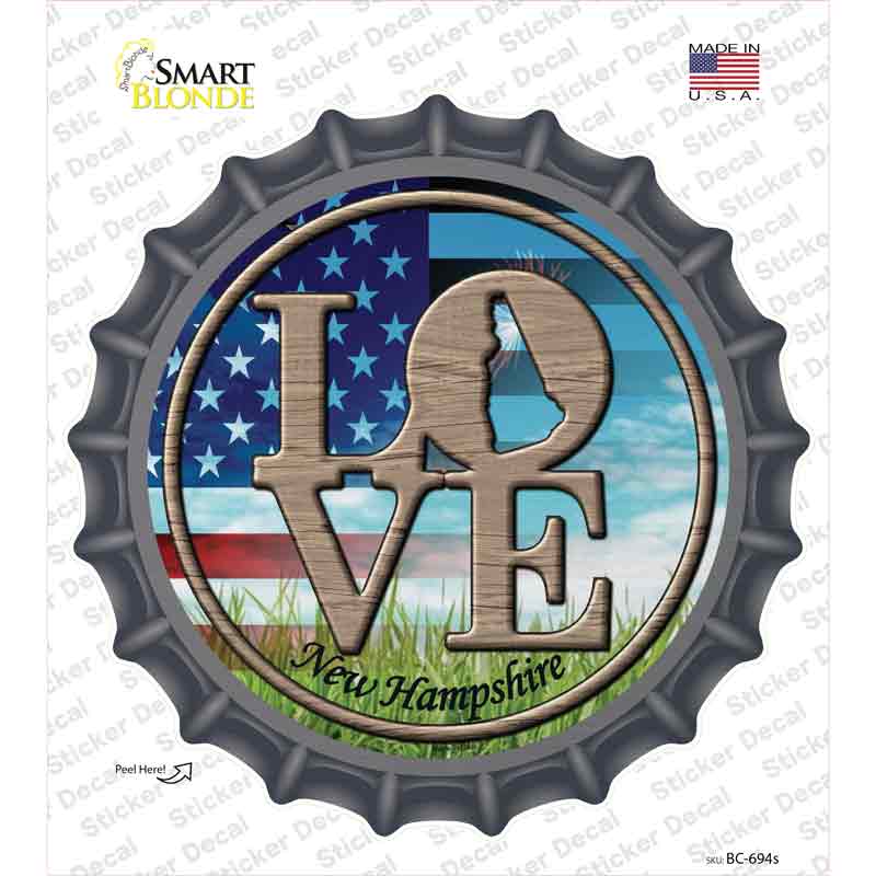 BC-694s-M Love   Hampshire Novelty Bottle Cap Sticker Decal - Medium