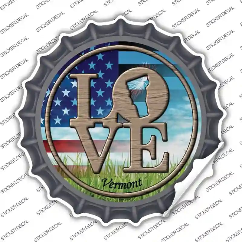 BC-710s-S Love Vermont Novelty Bottle Cap Sticker Decal - Small