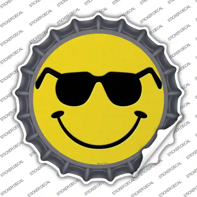 BC-734s-S Shades Smile Novelty Bottle Cap Sticker Decal - Small