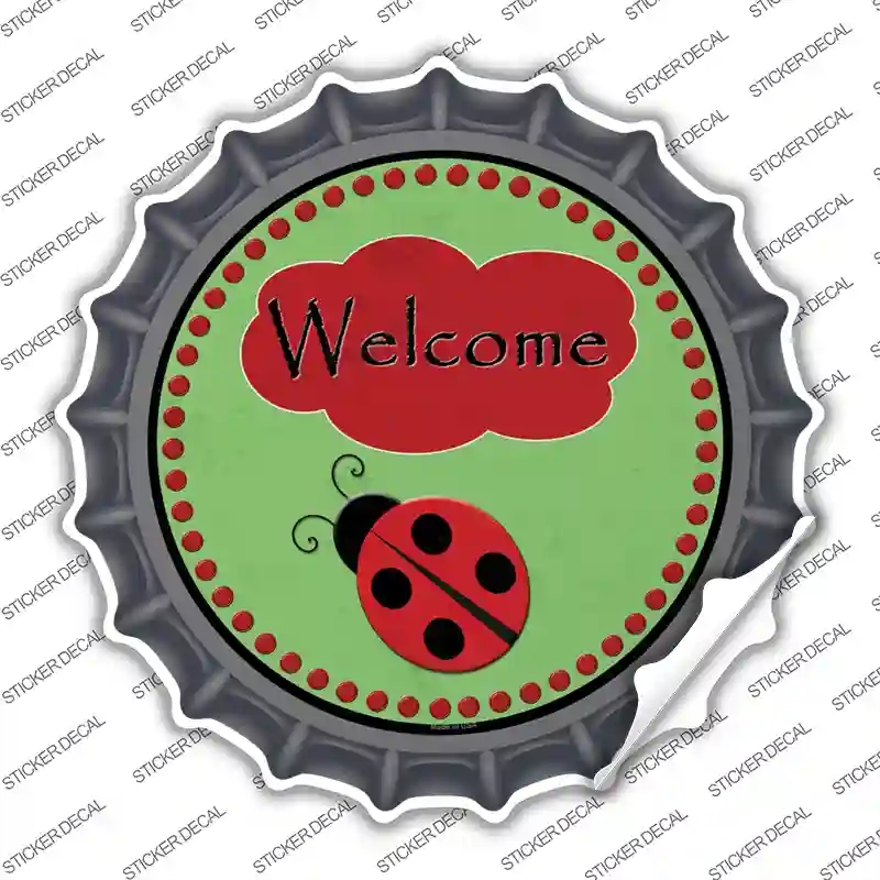 BC-827s-L Welcome Ladybug Novelty Bottle Cap Sticker Decal - Large