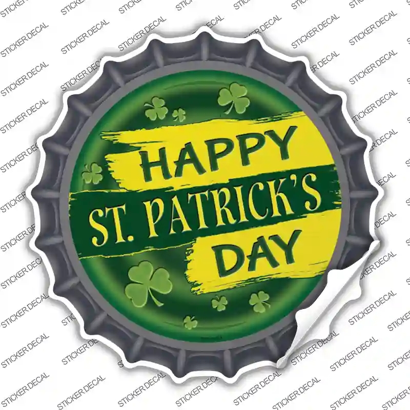 BC-836s-S Happy St Patricks Day Green Novelty Bottle Cap Sticker Decal - Small