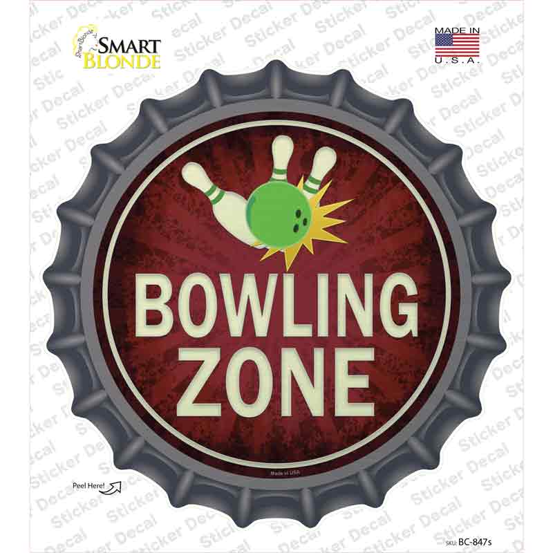 BC-847s-M Bowling Zone Novelty Bottle Cap Sticker Decal - Medium