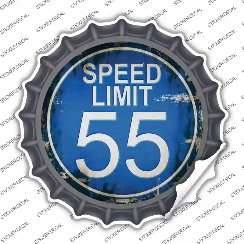 BC-722s-S Speed Limit 55 Novelty Bottle Cap Sticker Decal - Small
