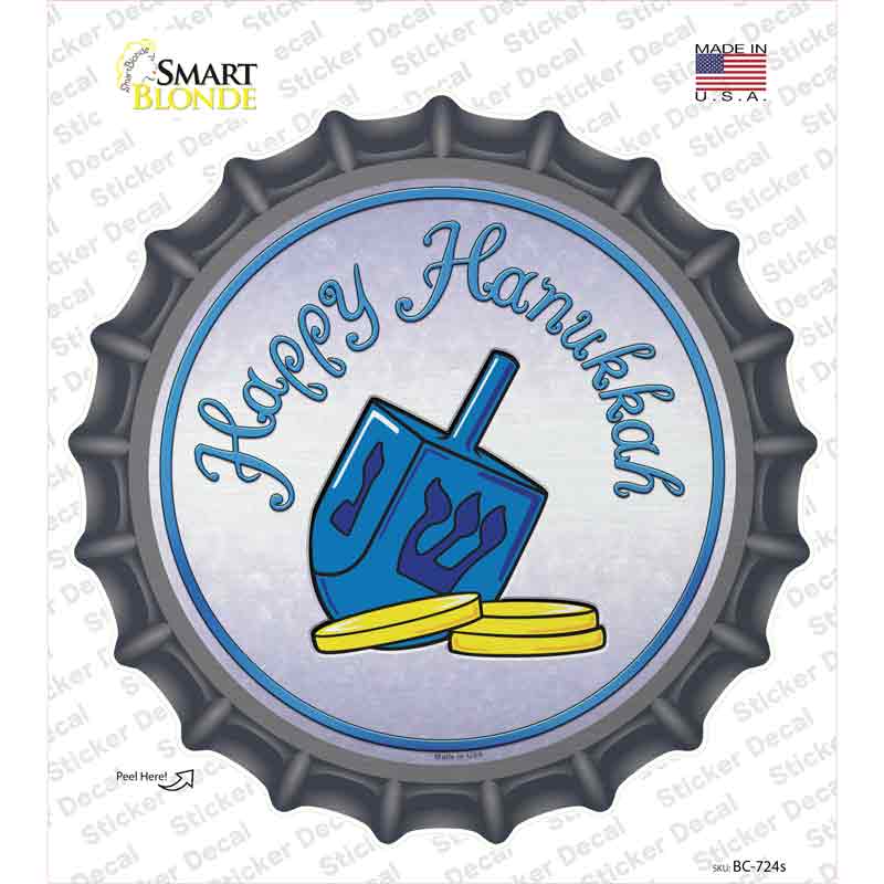 BC-724s-M Happy Hanukkah Dreidel Novelty Bottle Cap Sticker Decal - Medium