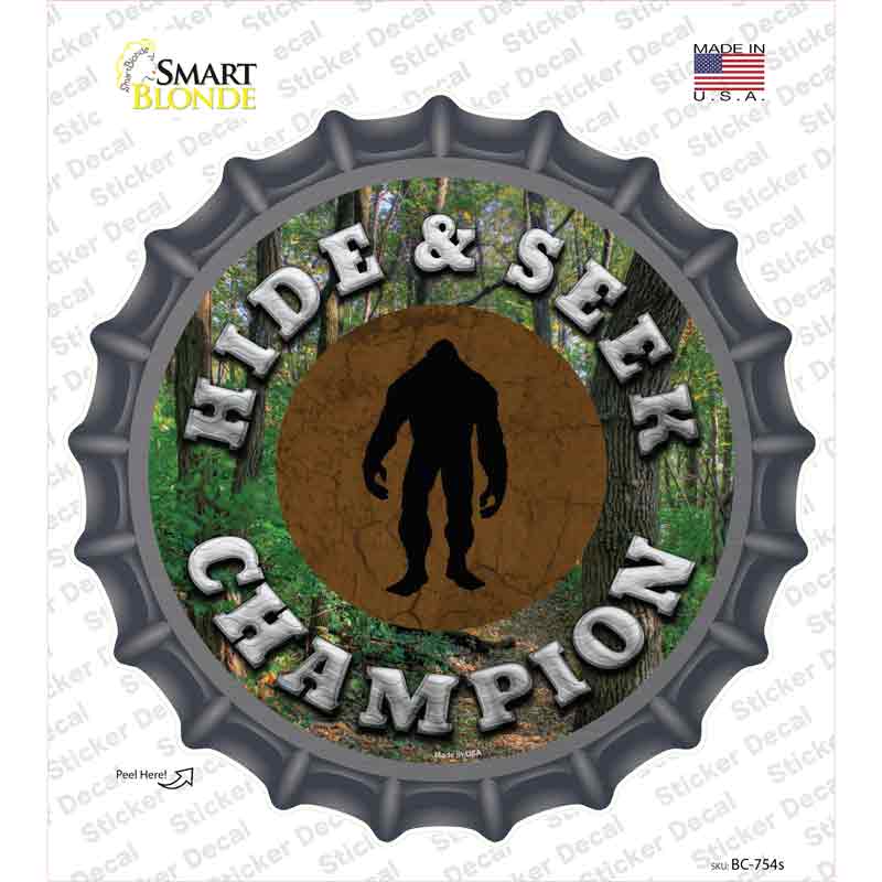 BC-754s-M Hide & Seek Champion Bigfoot Novelty Bottle Cap Sticker Decal - Medium