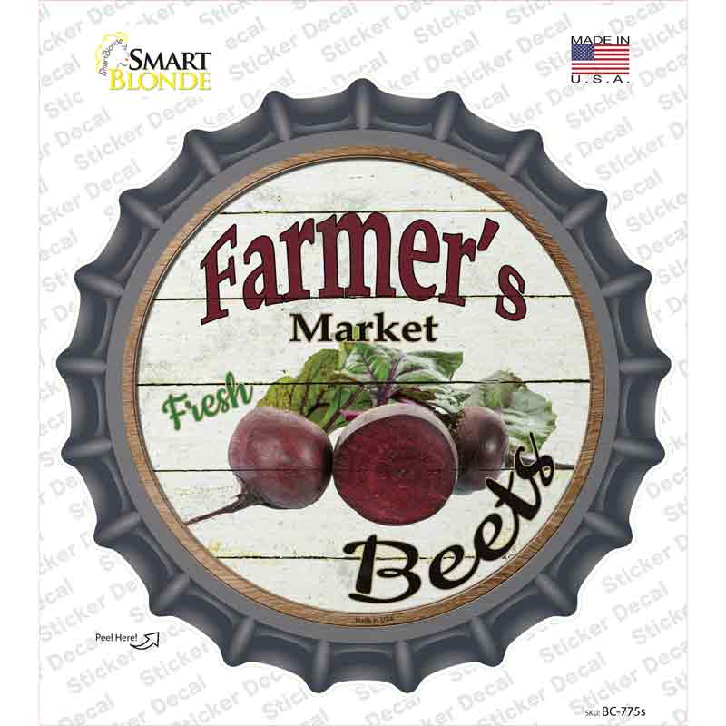 BC-775s-M Farmers Market Beets Novelty Bottle Cap Sticker Decal - Medium